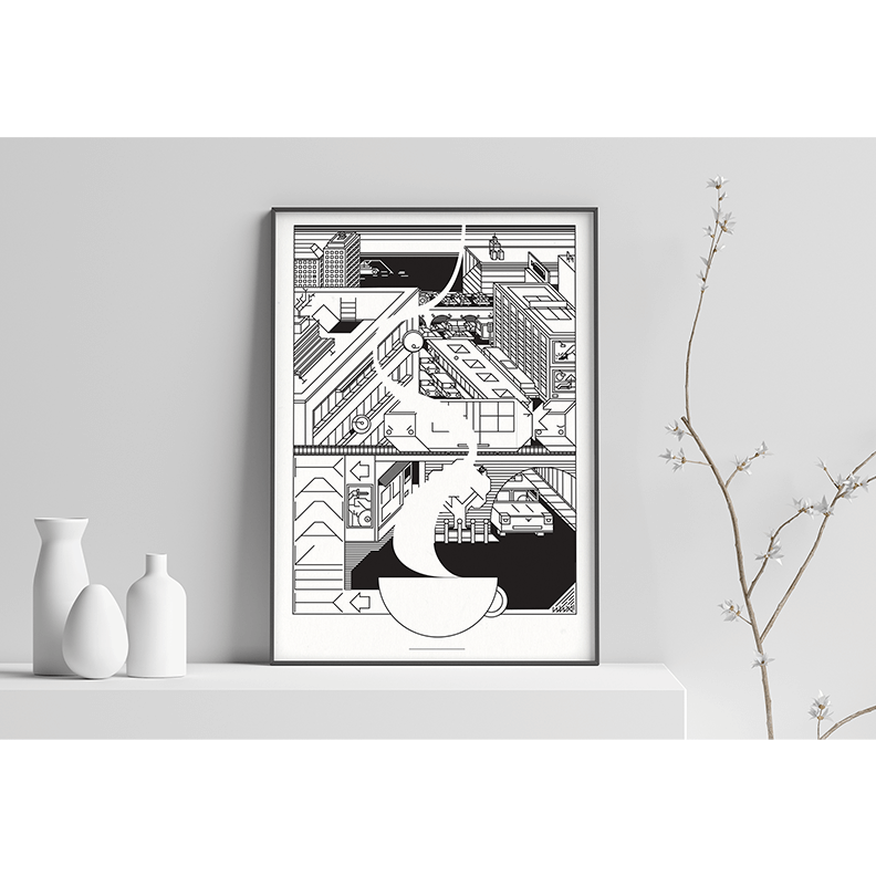 24/7 sitodruk 70x50, papier czerpany.